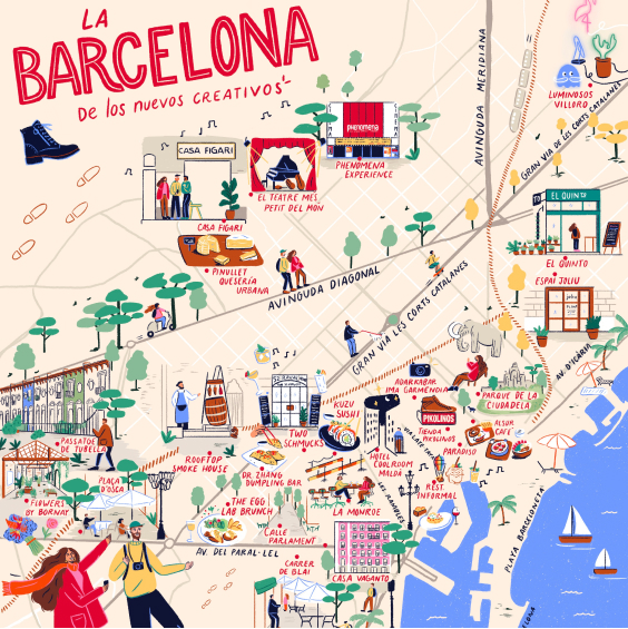 Illustrated map of Barcelona